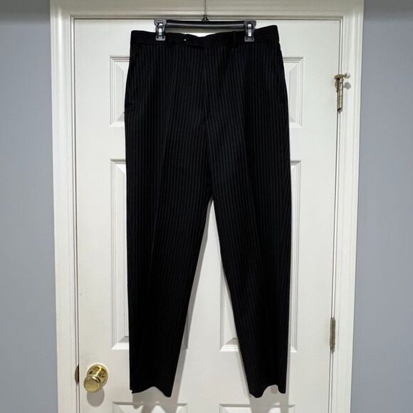 Jones New York Black Pinstripe Wool Men's 2pc Jacket Trousers Pants Suit 42L - Picture 5 of 10